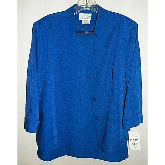 Women's 12P Jacket 10P Skirt Suit Blue CB Collecti - Picture 1 of 8